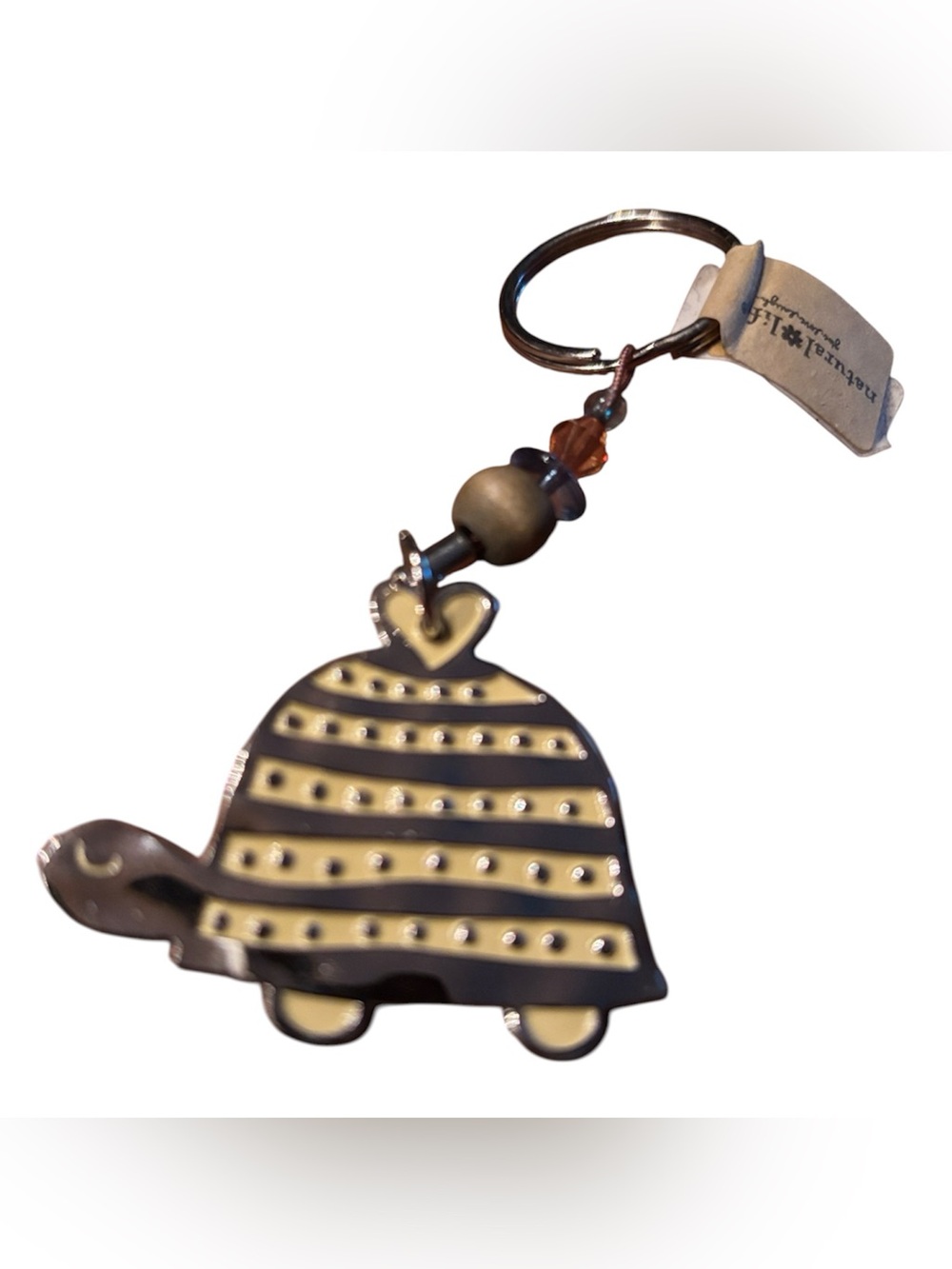 Natural Life turtle beaded keychain